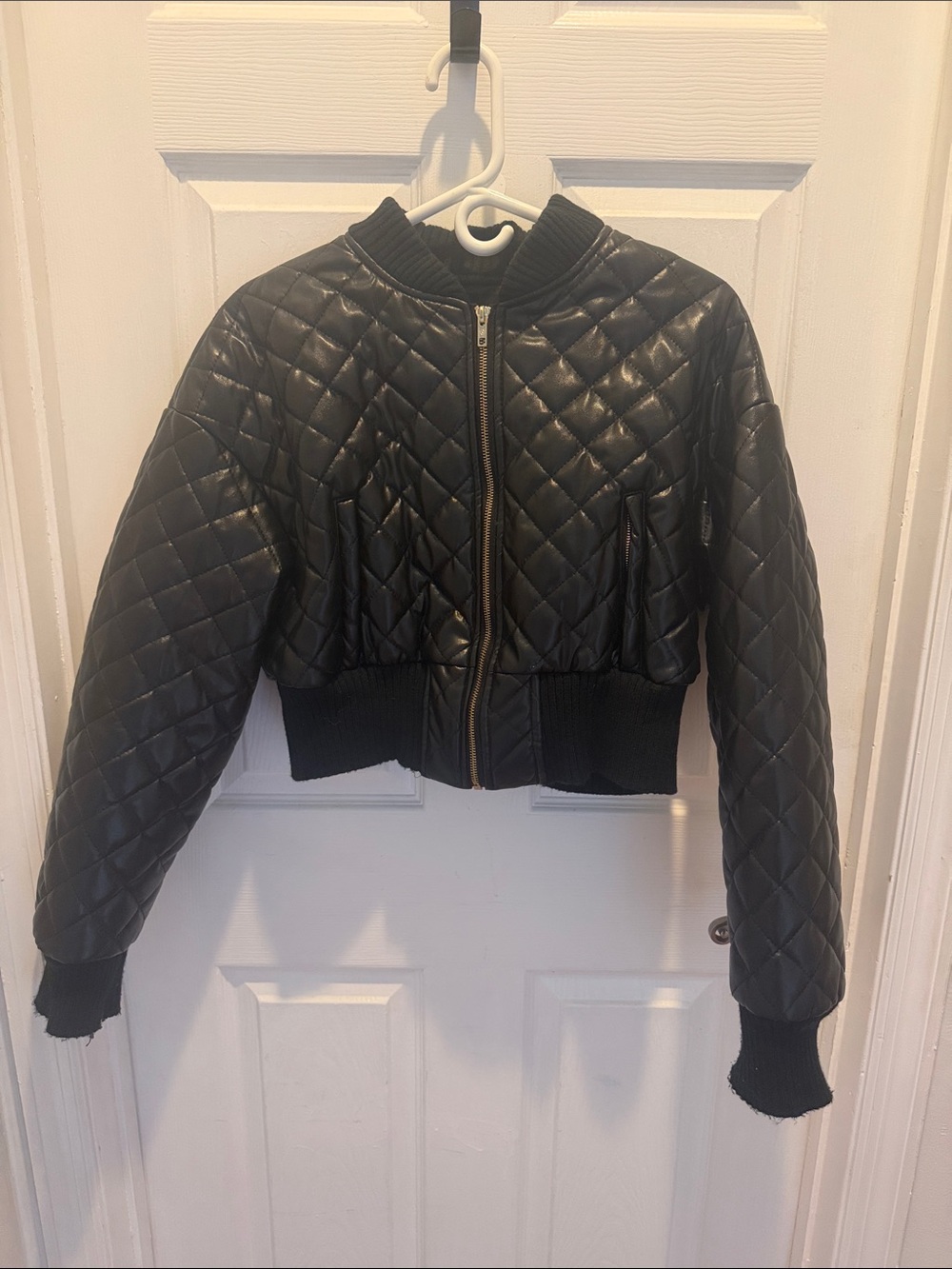 SHEIN Black Quilted Bomber Jacket